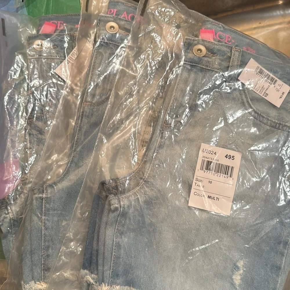 NWT • 2-pack • Children's Place • Distressed Midi Short • Serena/Cloudless Wash